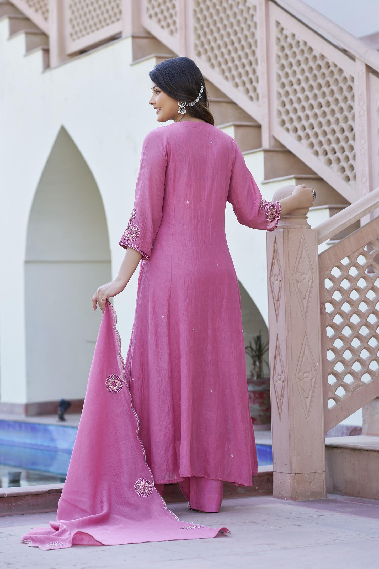 Pink Anarkali-Style Suit