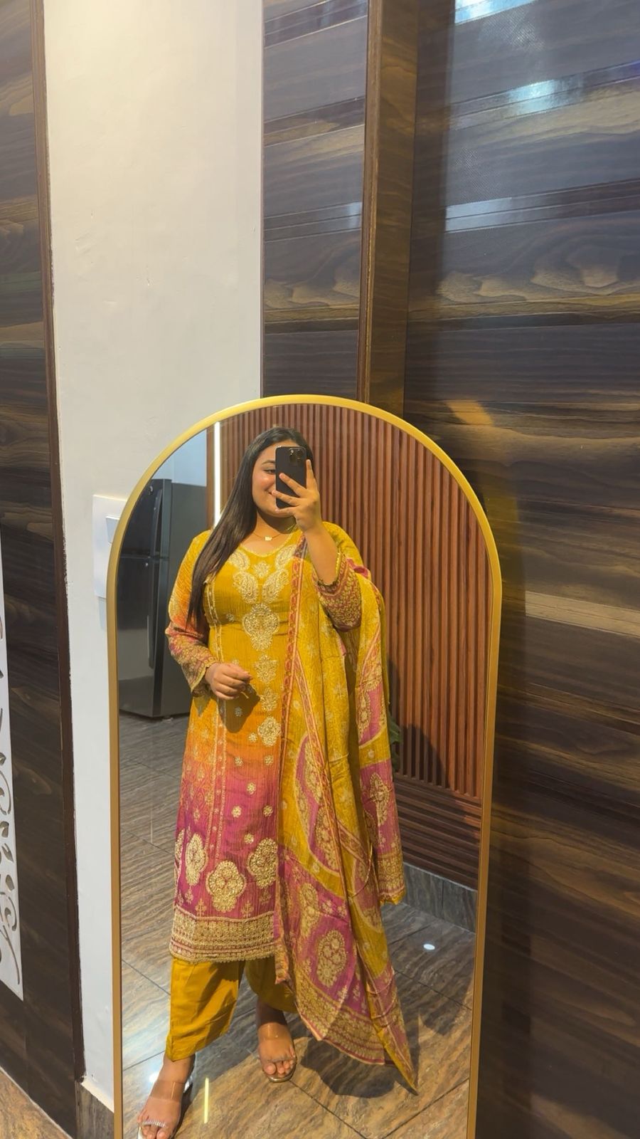 Mustard & Magenta Anarkali Suit