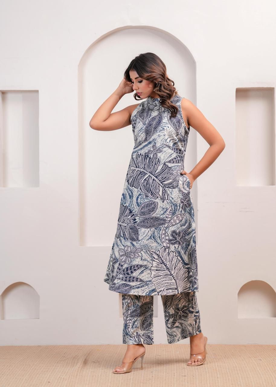 Blue & White Printed Co-ord Set