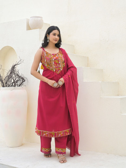 Maroon Embroidered Suit