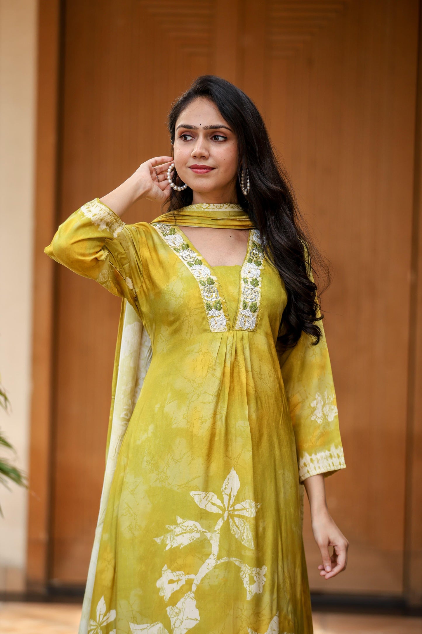 Yellow Block Print Kurta Set