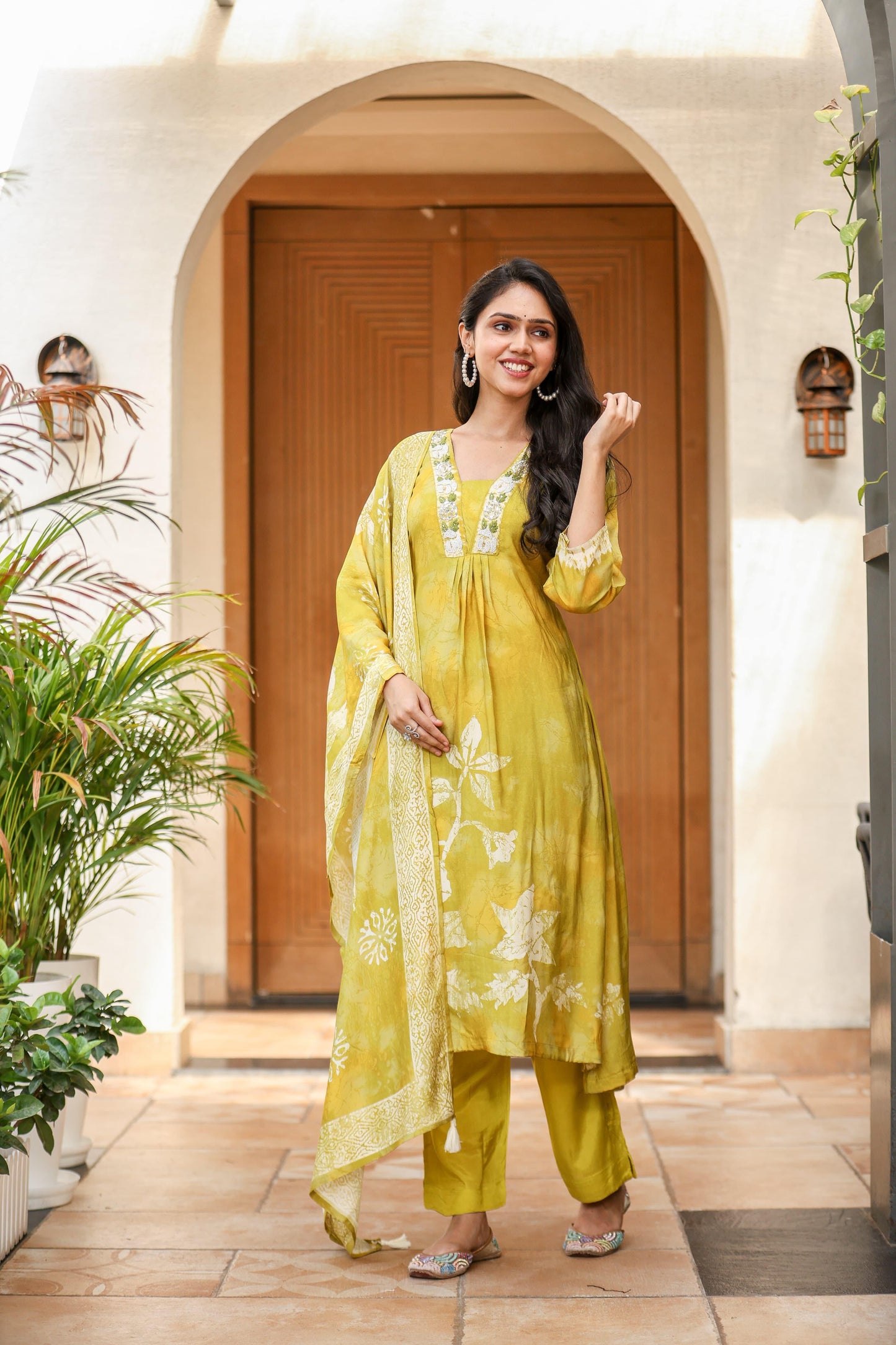 Yellow Block Print Kurta Set