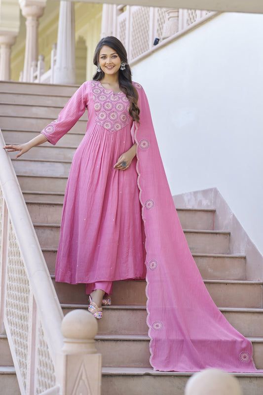 Pink Anarkali-Style Suit