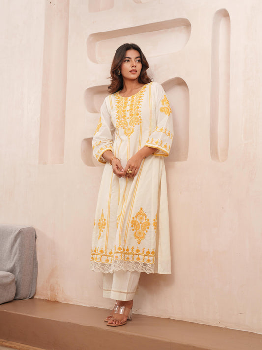 Ivory Cotton Suit Set
