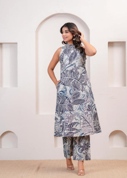 Blue & White Printed Co-ord Set