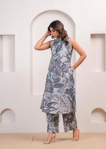 Blue & White Printed Co-ord Set
