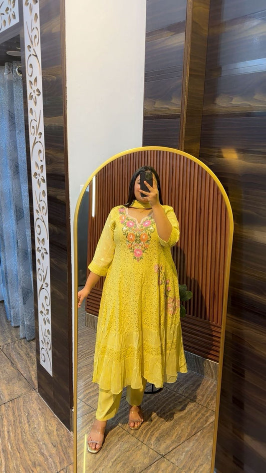 Sunny Yellow Embroidered Anarkali