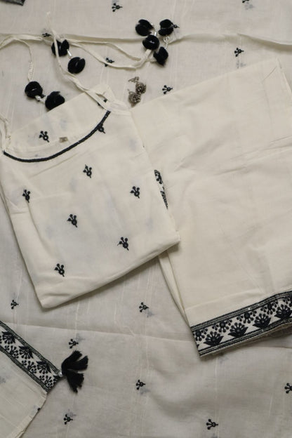 White & Black Embroidered Suit Set