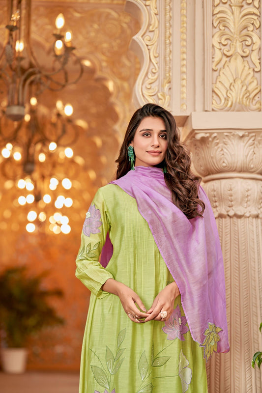 Kesariya Mul Chanderi Suit