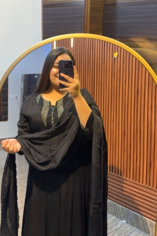 Mubarak Black Front cut suit
