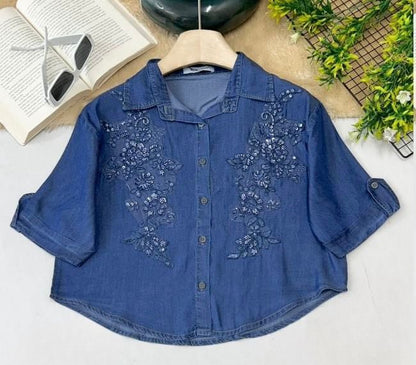 Denim Crop Shirt