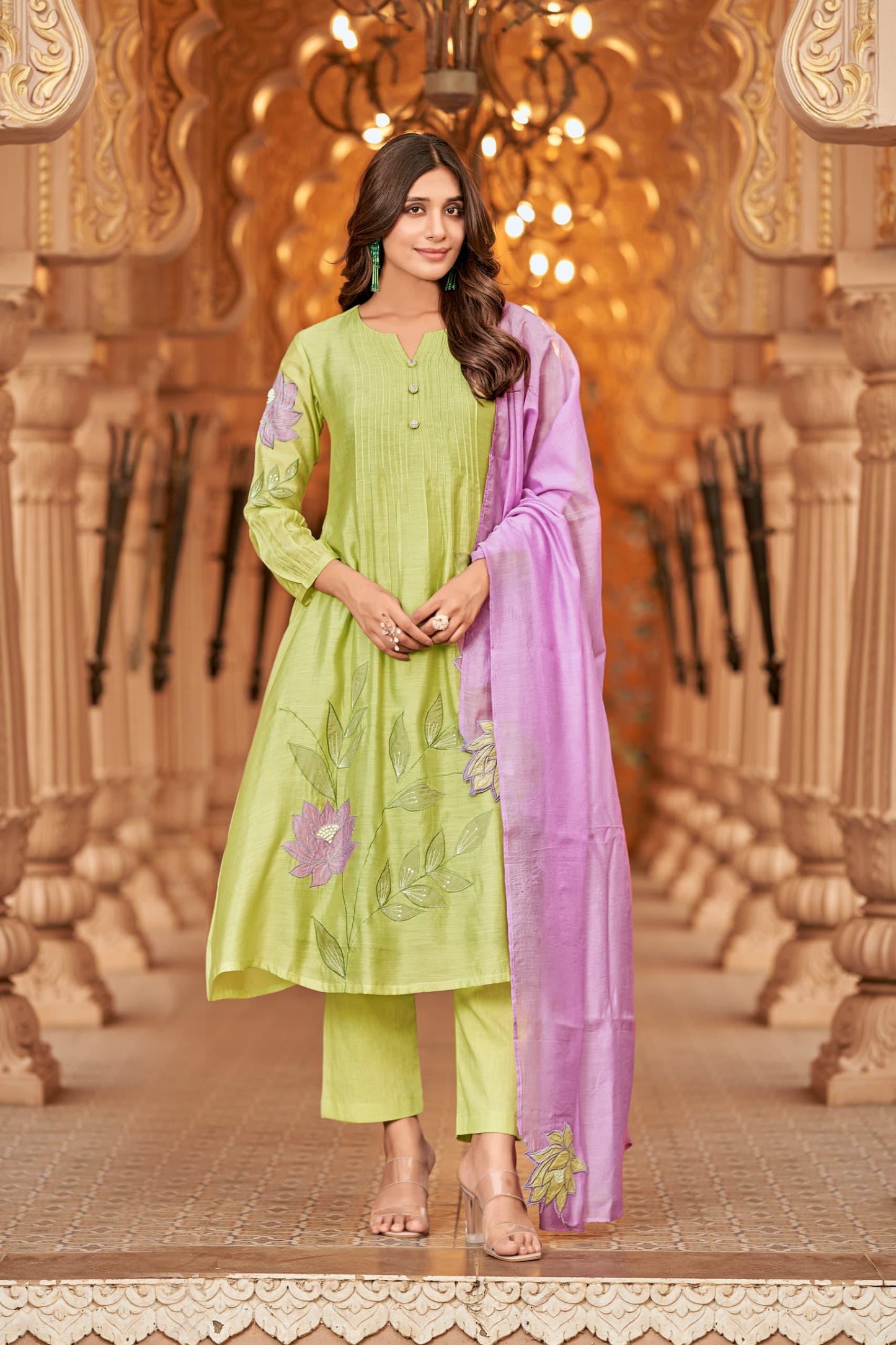 Kesariya Mul Chanderi Suit